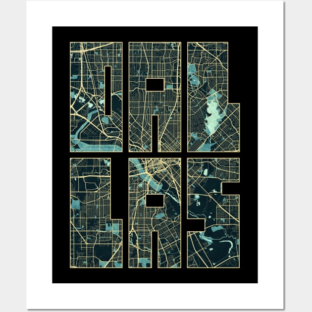 Dallas, Texas, USA City Map Typography - Summer Wall Art by deMAP Studio